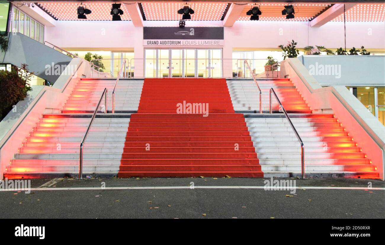 Roter Teppich im Palais des Festivals, Cannes, Frankreich Stockfoto