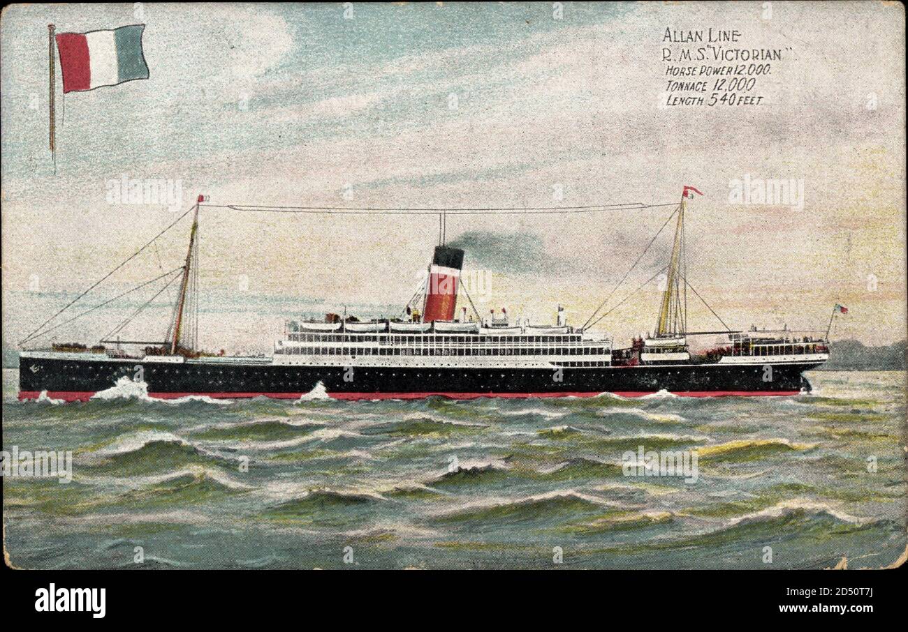 Allan Line, R.M.S. Victorian, Dampfschiff, Dampfschiff – weltweit im Einsatz Stockfoto