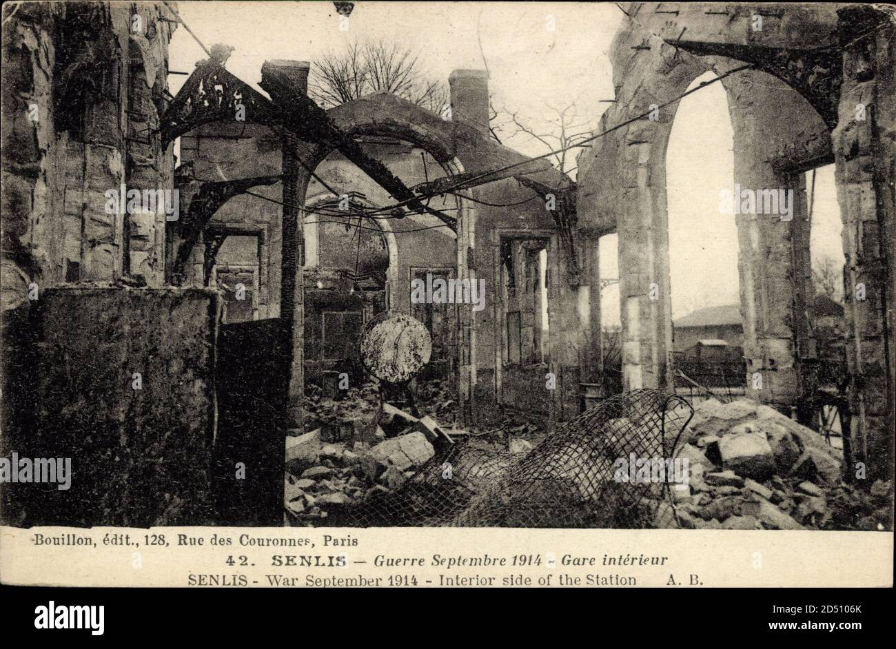 Senlis Oise, vue générale de la Gare intérieur après la guerre – weltweite Nutzung Stockfoto