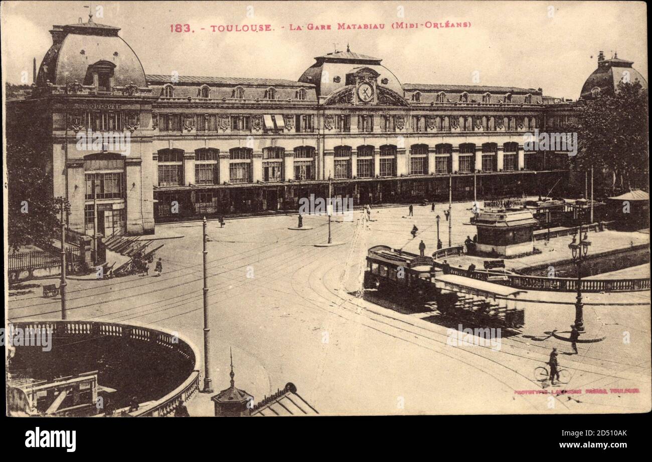 Toulouse Haute Garonne, La Gare Matabiau, Straßenbahn, Bahnhof Stockfoto