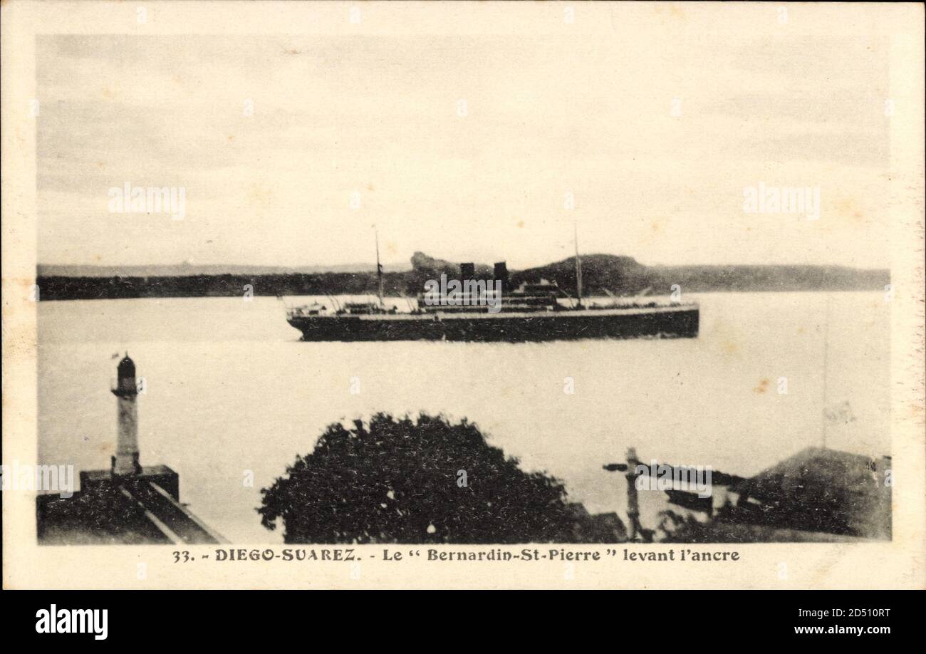 Diego Suarez Madagaskar, Le Bernardin de Saint Pierre, Messageries Maritimes weltweit Stockfoto