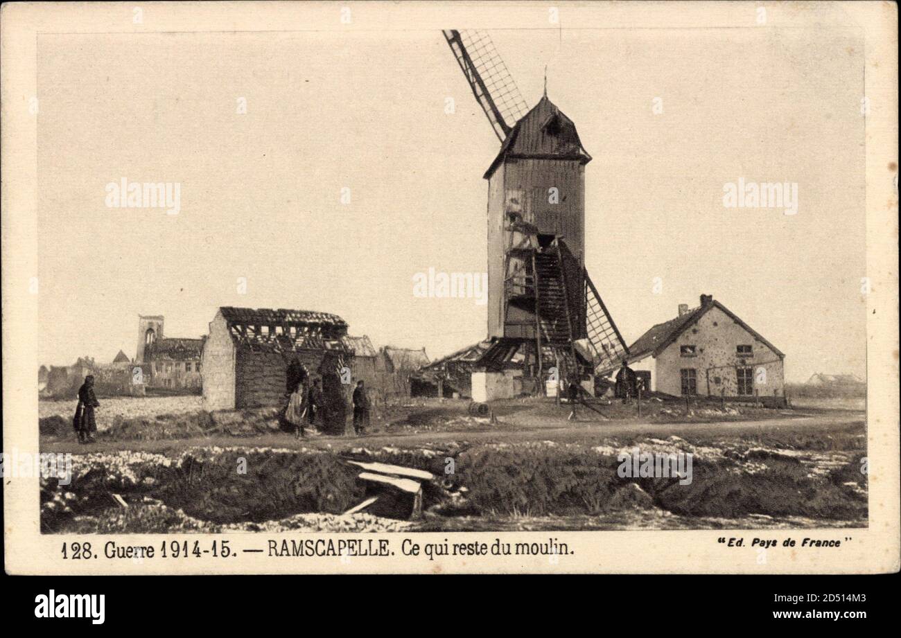 Ramscapelle Westflandern, ce qui Reste du moulin après la guerre de 1915 – weltweite Nutzung Stockfoto