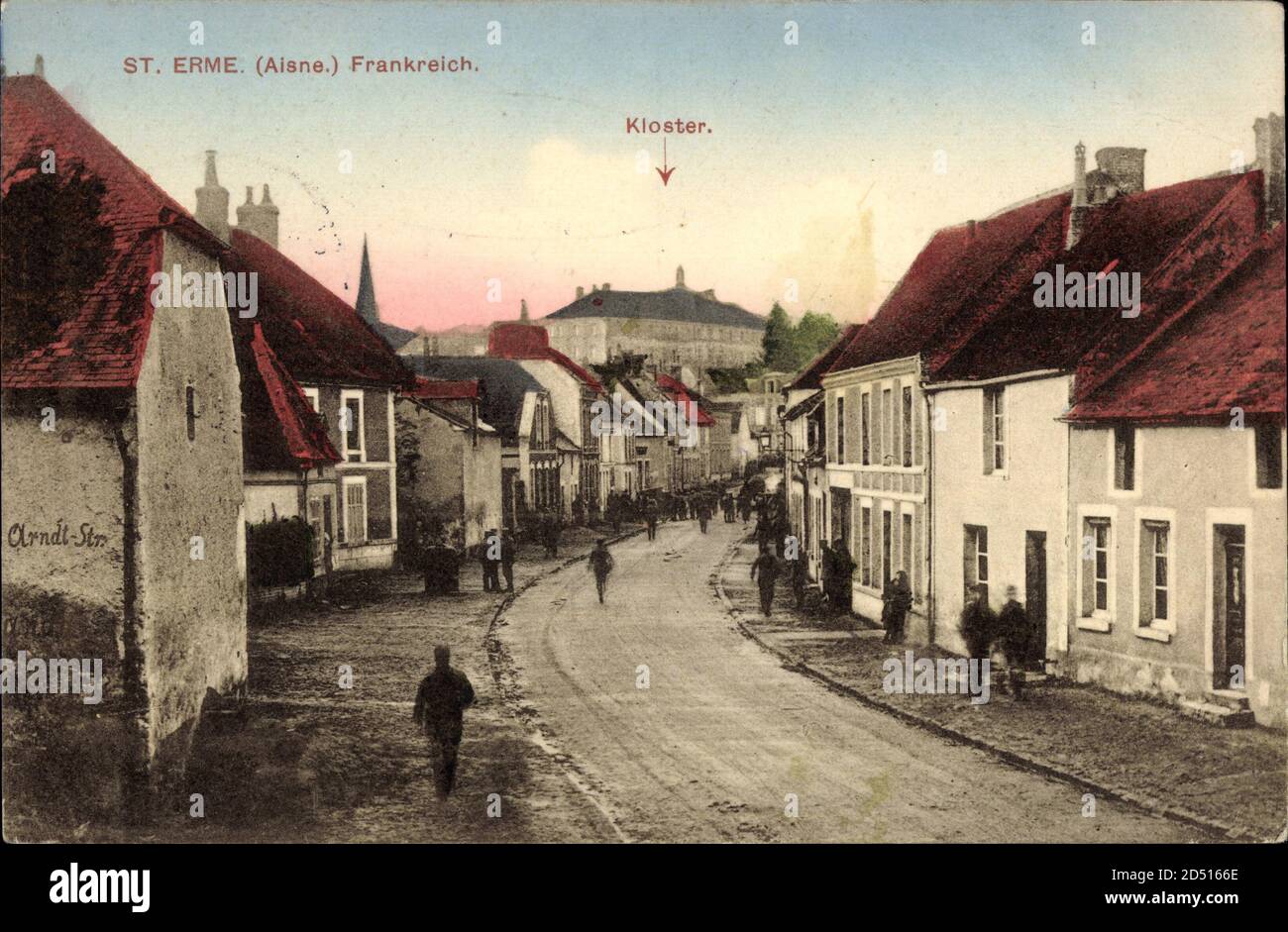 St. Erme aisne, vue générale d'une Rue, l'Abbaye, Kloster - weltweite Nutzung Stockfoto
