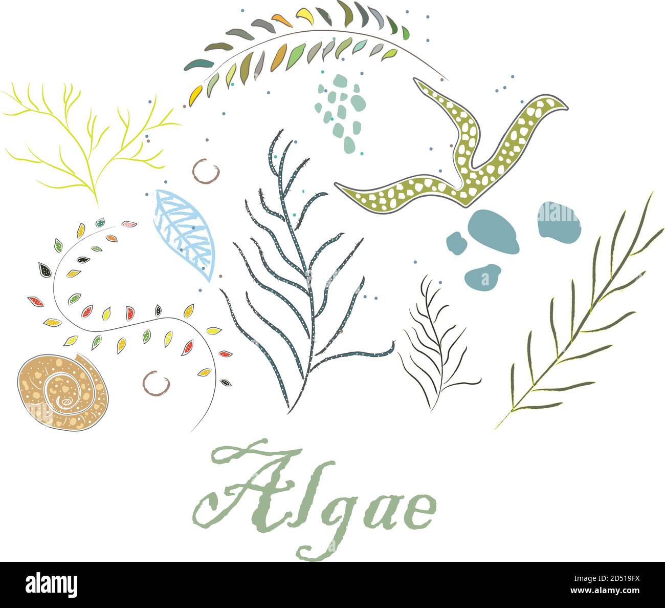 Cute Winter Symbol mit Algen. Hand gezeichnet, im skandinavischen Stil. Vector Illustration Stock Vektor