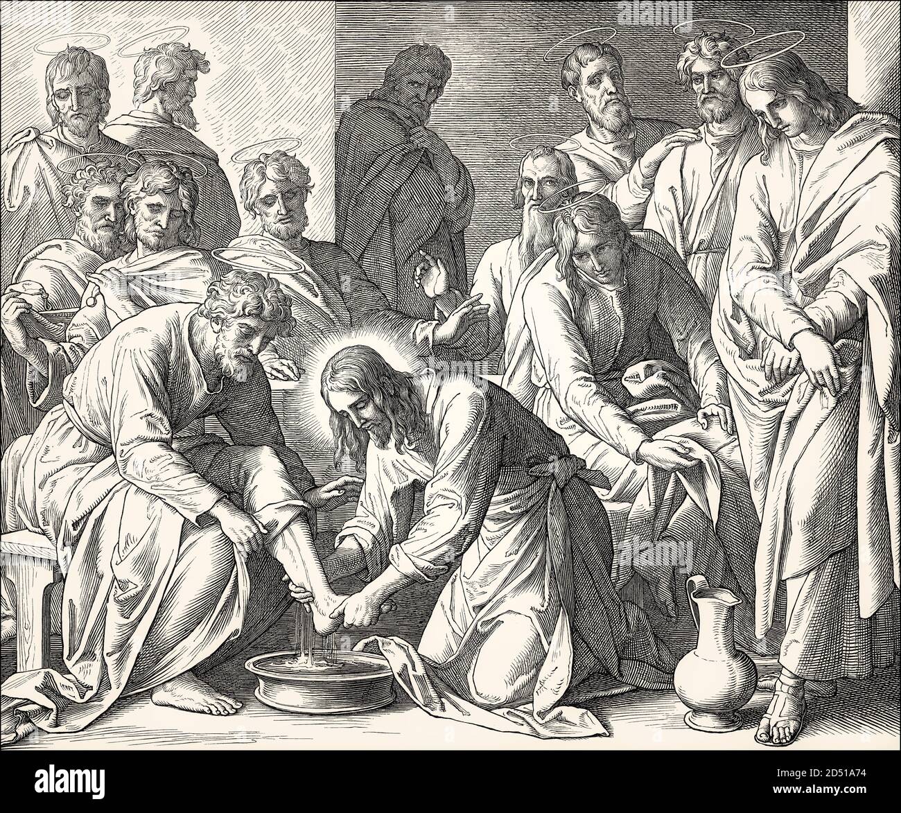 Jesus wäscht den Jüngern die Füße, Neues Testament, von Julius Schnorr von Carolsfeld, 1860 Stockfoto