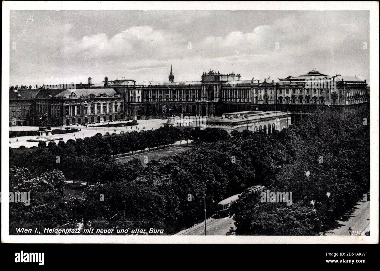 Wien I, Heldenplatz mit neuer und alter Burg Stockfoto