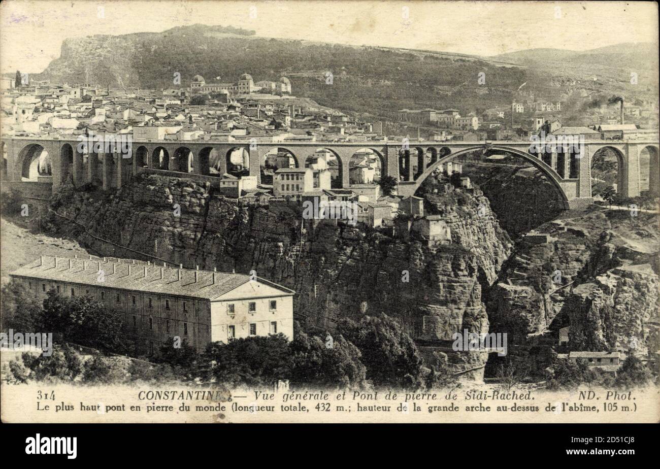 Constantine Algerien, Pont de Pierre de Sidi Rached – weltweite Nutzung Stockfoto