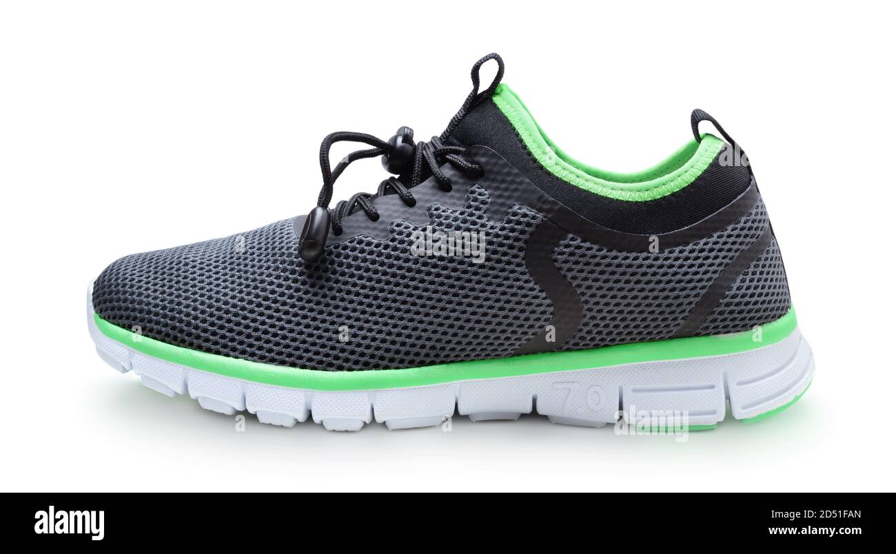 Synthetisch weiche Sneakers isoliert auf weiß. Stockfoto