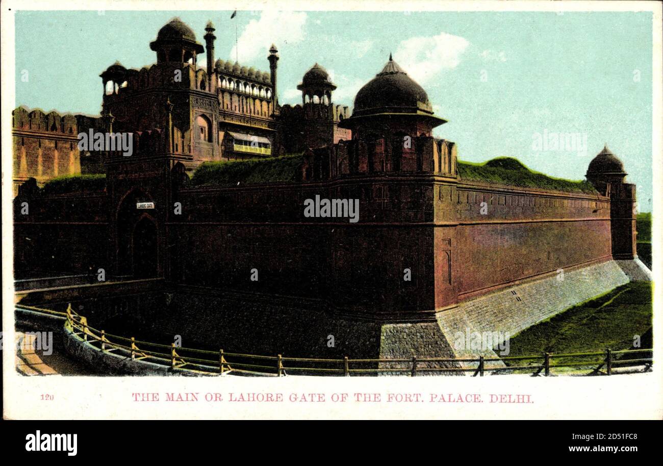 Delhi Indien, Palast, Lahore Tor des Forts - Nutzung weltweit Stockfoto