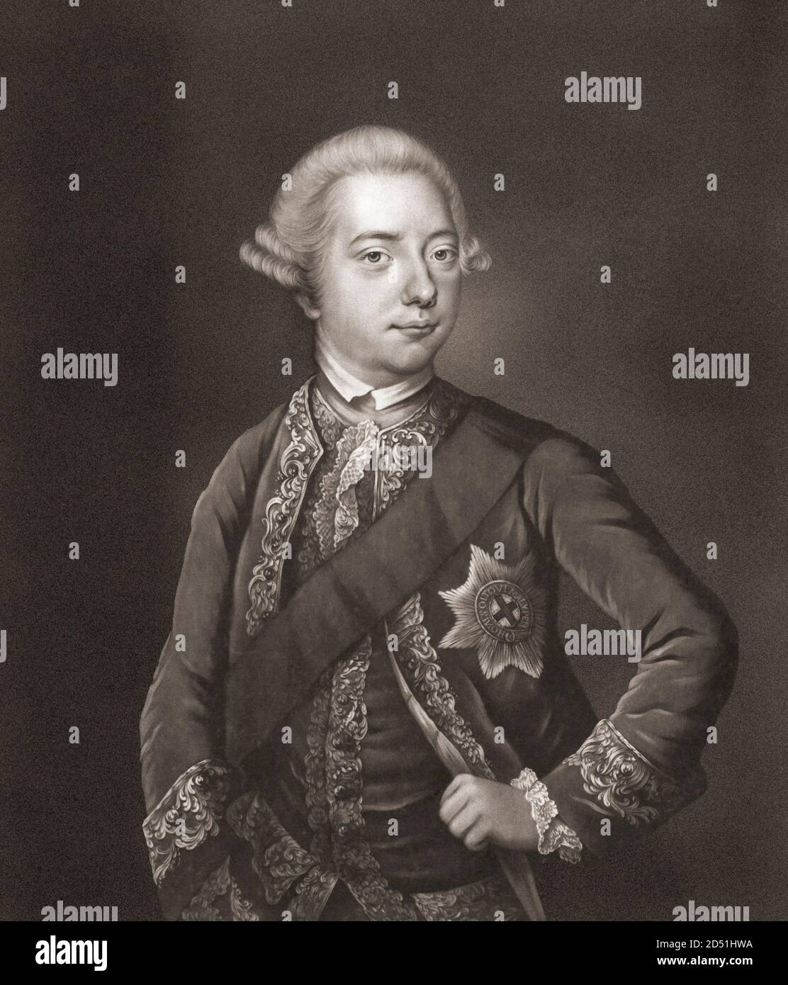 Wilhelm V., Prinz von Oranien, 1748 – 1806. Letzter Stadthalter der Niederländischen Republik. Auch bekannt als Prinz von Nassau-Oranien. Nach einem Werk von James Watson aus dem 18. Jahrhundert. Stockfoto
