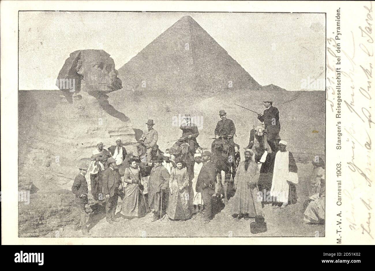 MTVA Karneval 1903, Stangen's Reisegesellschaft bei den Pyramiden, Ägypten Verwendung weltweit Stockfoto