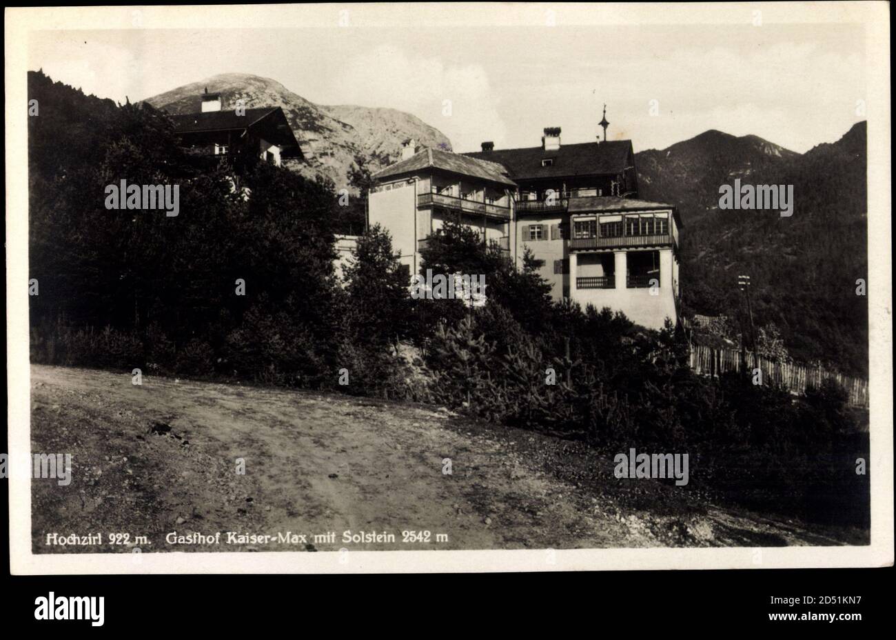 Hochzirl Tirol, Gasthof Kaiser Max mit Solstein weltweit im Einsatz Stockfoto
