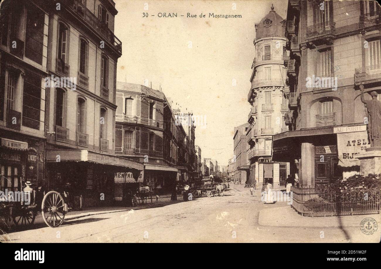 Oran in Algerien, Rue de Mostaganem, Atelier, Magazin A Muret - weltweite Nutzung Stockfoto