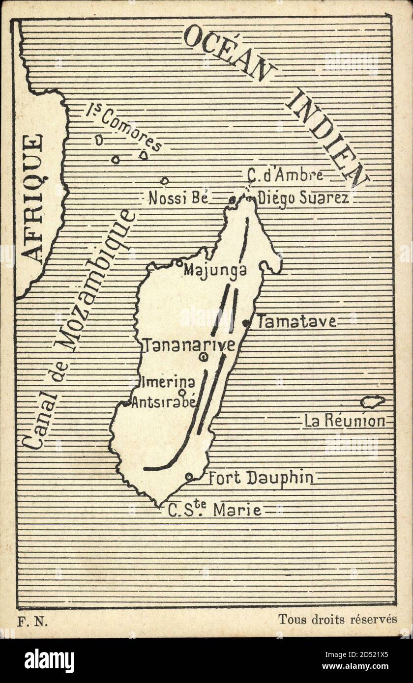 Landkarten Madagaskar, Majunga, Fort Dauphin, Nossi Be - weltweit im Einsatz Stockfoto