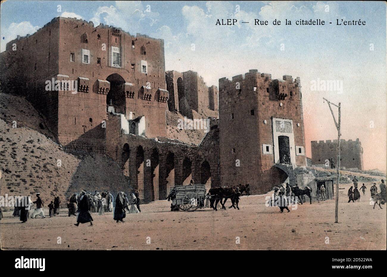 Aleppo Syrien, Rue de la Citadelle, L'Entree, Eingang zur Zitadelle weltweit Stockfoto