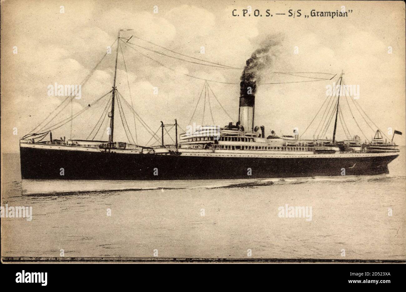 CPOS, S.S. Grampian der Allan Line, Canadian Pacific Line – weltweite Nutzung Stockfoto