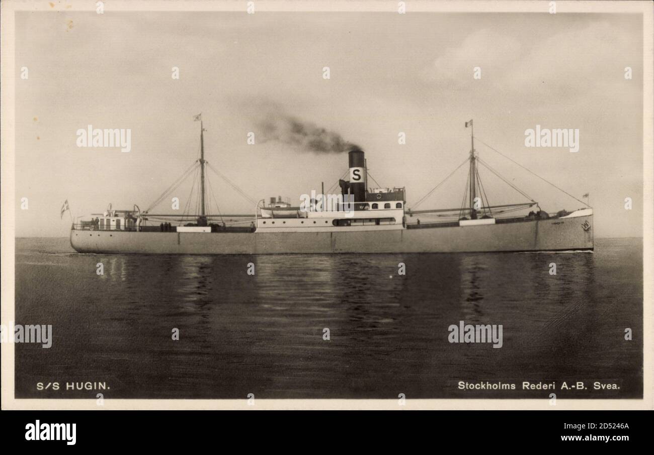 Svea, Johnson Line, S. S. S. Hugin, Dampfschiff, Ansicht Steuerbord weltweit im Einsatz Stockfoto