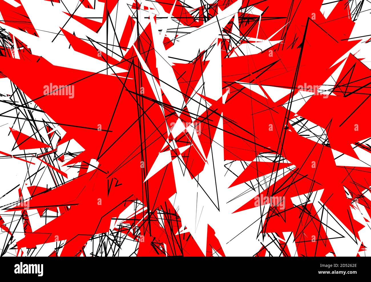 Zufällige chaotische zeitgenössische Kunst Arbeit Vektor Illustration. Zufällige Linien, Formen. Rot Stock Vektor