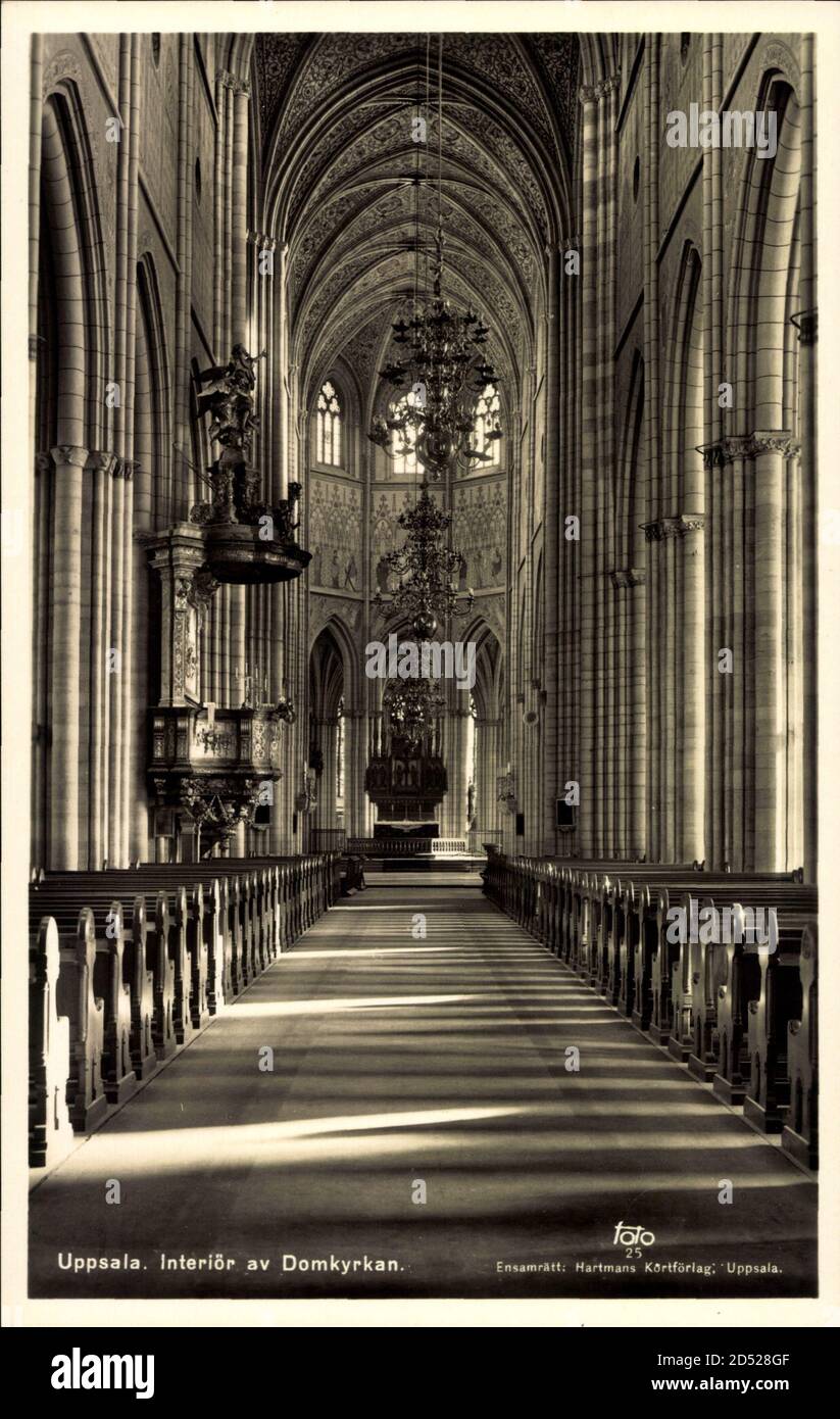 Uppsala Schweden, Interiör AV Domkyrkan, Altar, Sitzreihen - weltweite Nutzung Stockfoto
