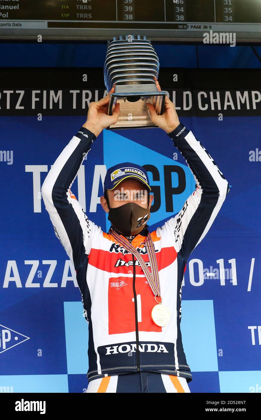 Der Trial GP Weltmeister Toni Bou während der Hertz FIM Trial World Championship (Runde 4) des italienischen TrialGP, auf dem Moto Club Lazzate Circuit auf O Stockfoto