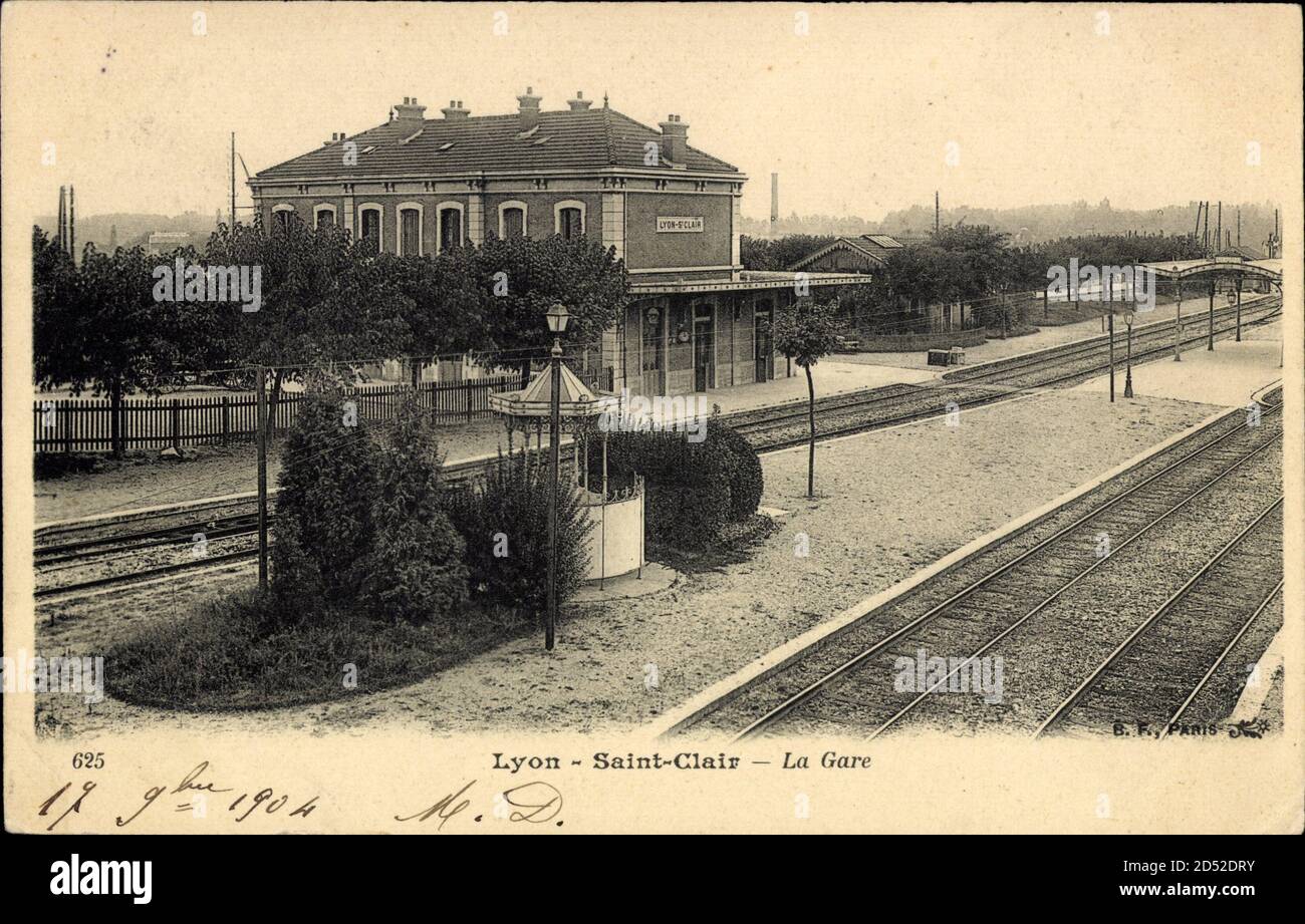 Lyon Saint Clair Rhône, Vue de la Gare, Blick zum Bahnhof, Gleisseite Stockfoto