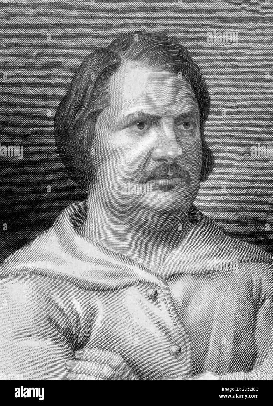 Honoré de Balzac. Porträt des französischen Schriftstellers und Dramatikers, Honoré de Balzac (1799-1850) von Adrien-Jean Nargeot, Stich aus dem 19. Jahrhundert Stockfoto