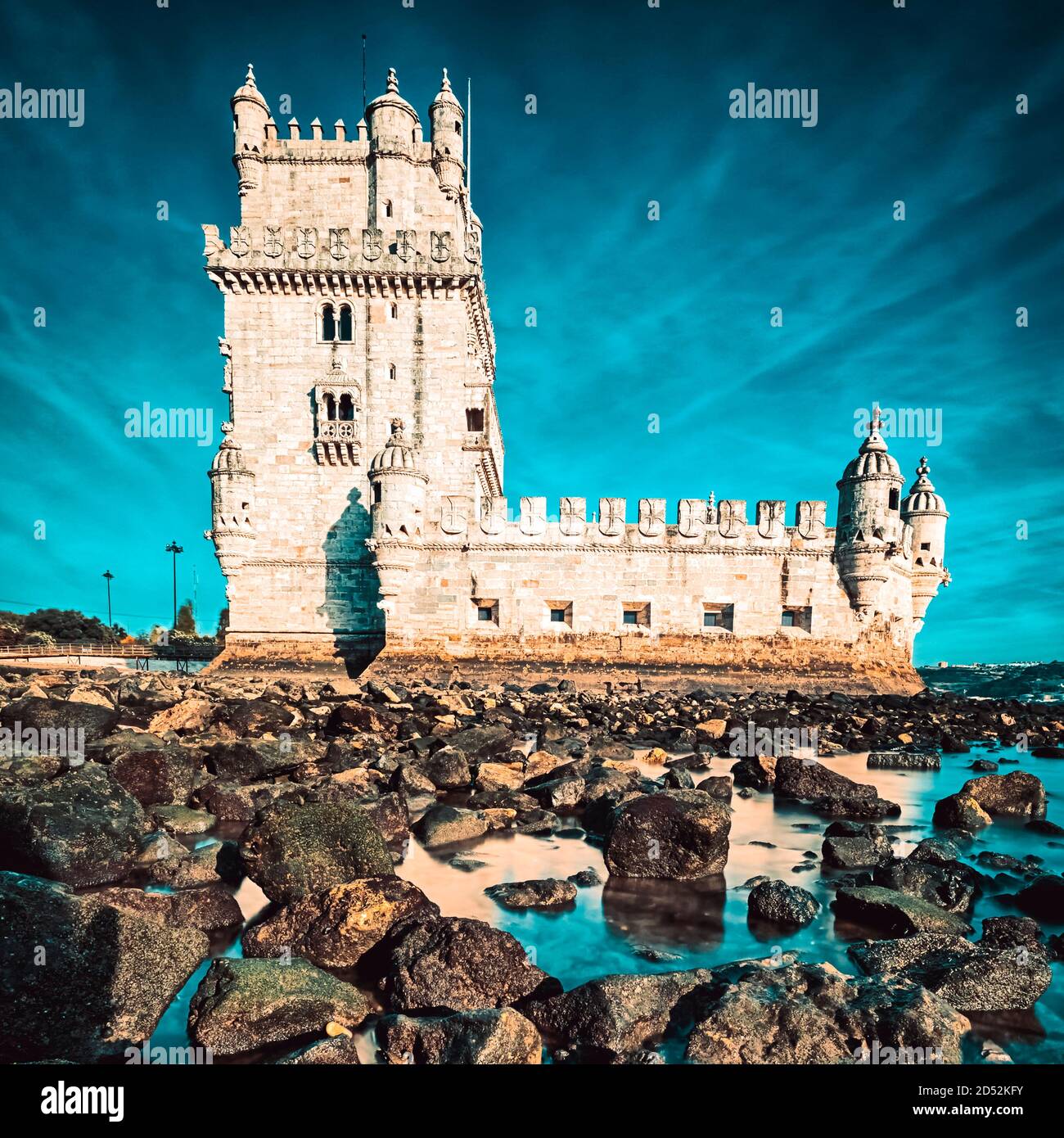 Berühmter Turm von Belem, Lissabon, Portugal. Stockfoto