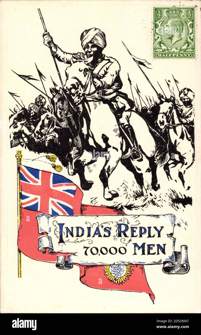 India's Reply, 70000 Men, Indische Kolonialkrieger für England Stockfoto