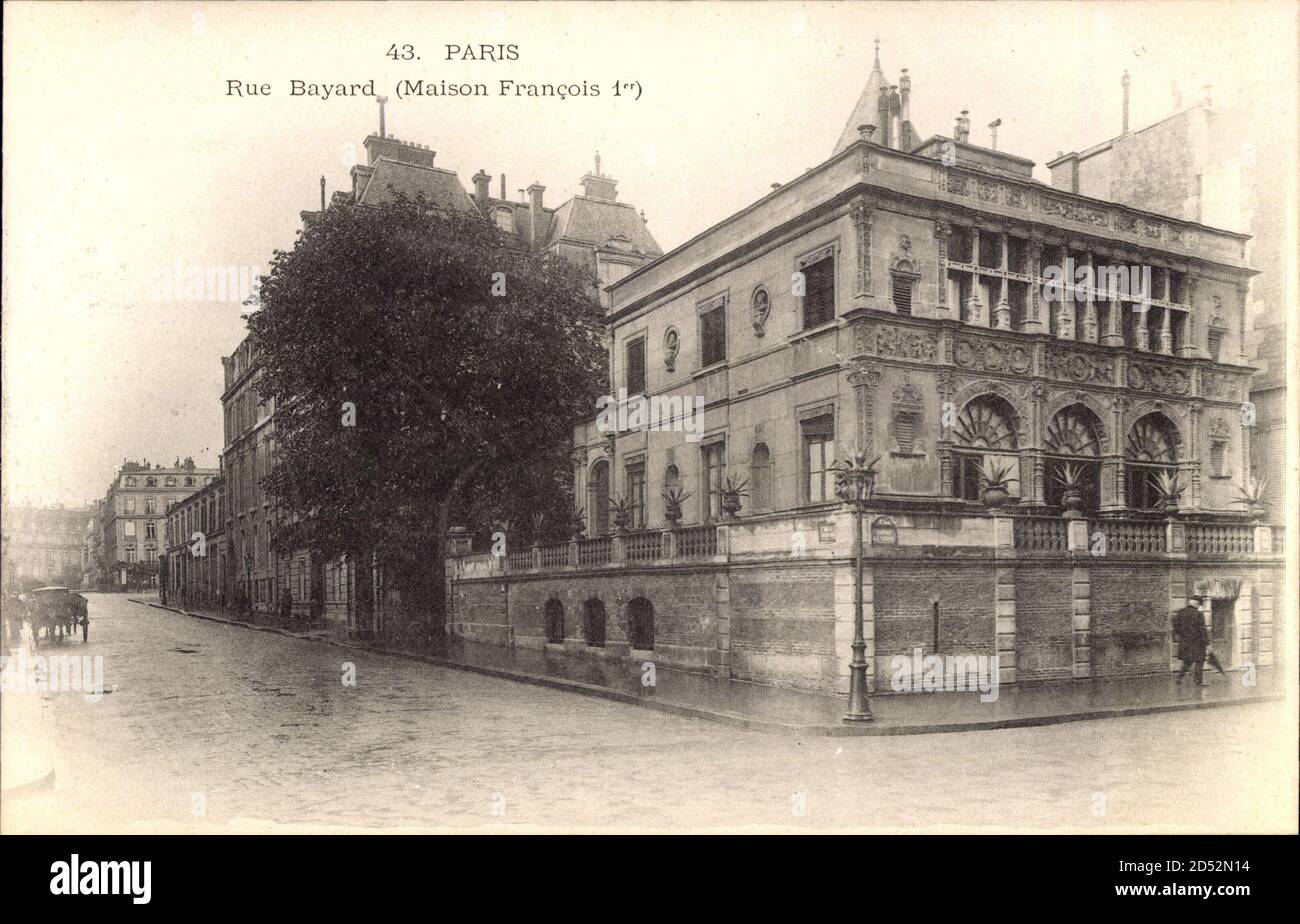 Paris, Rue Bayard, Maison Francois 1er, Coin de la Rue – weltweite Nutzung Stockfoto