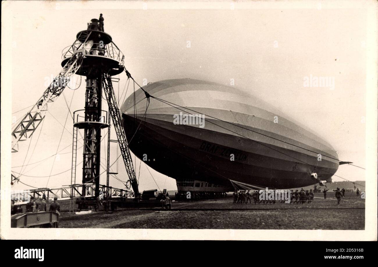 LZ 127 Graf Zeppelin, Landung nach einer Südamerikafahrt Stockfoto