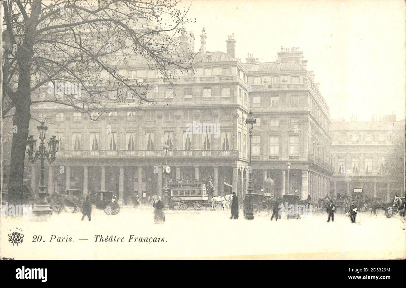Paris, Theater Francais, Straßenpartie, Reisekutsche, Passanten - weltweite Nutzung Stockfoto