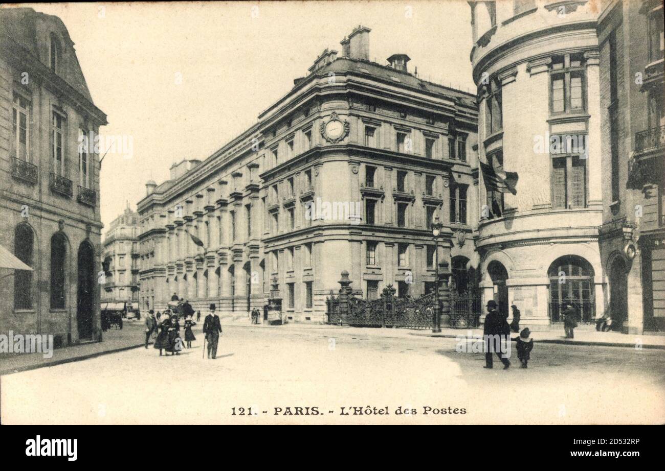 Paris, L'Hotel des Postes, Straßenpartie mit Blick auf das Postamt Stockfoto