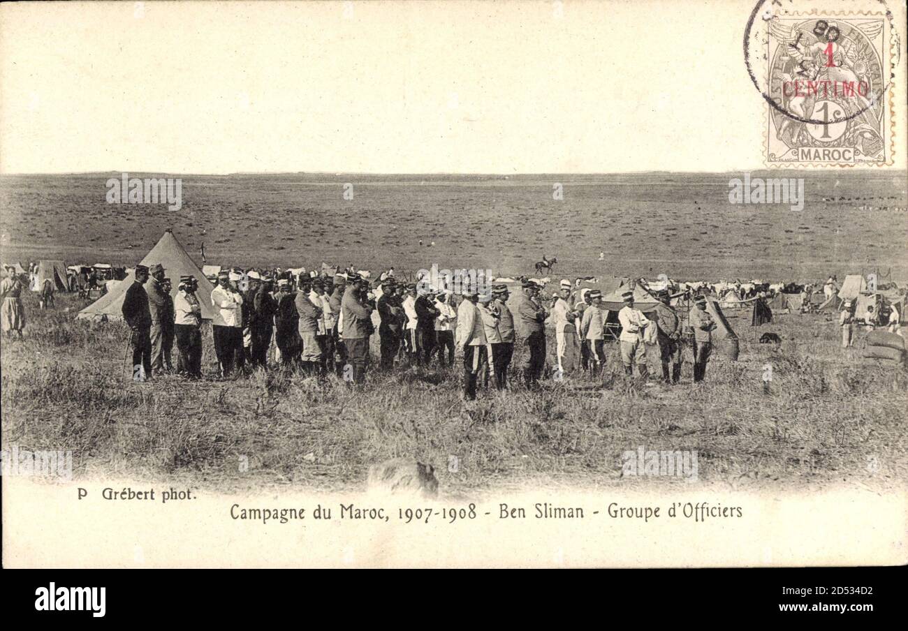 Marokko, Ben Sliman, Groupe d'Officiers, Campagne du Maroc 1907 1908 – weltweite Nutzung Stockfoto