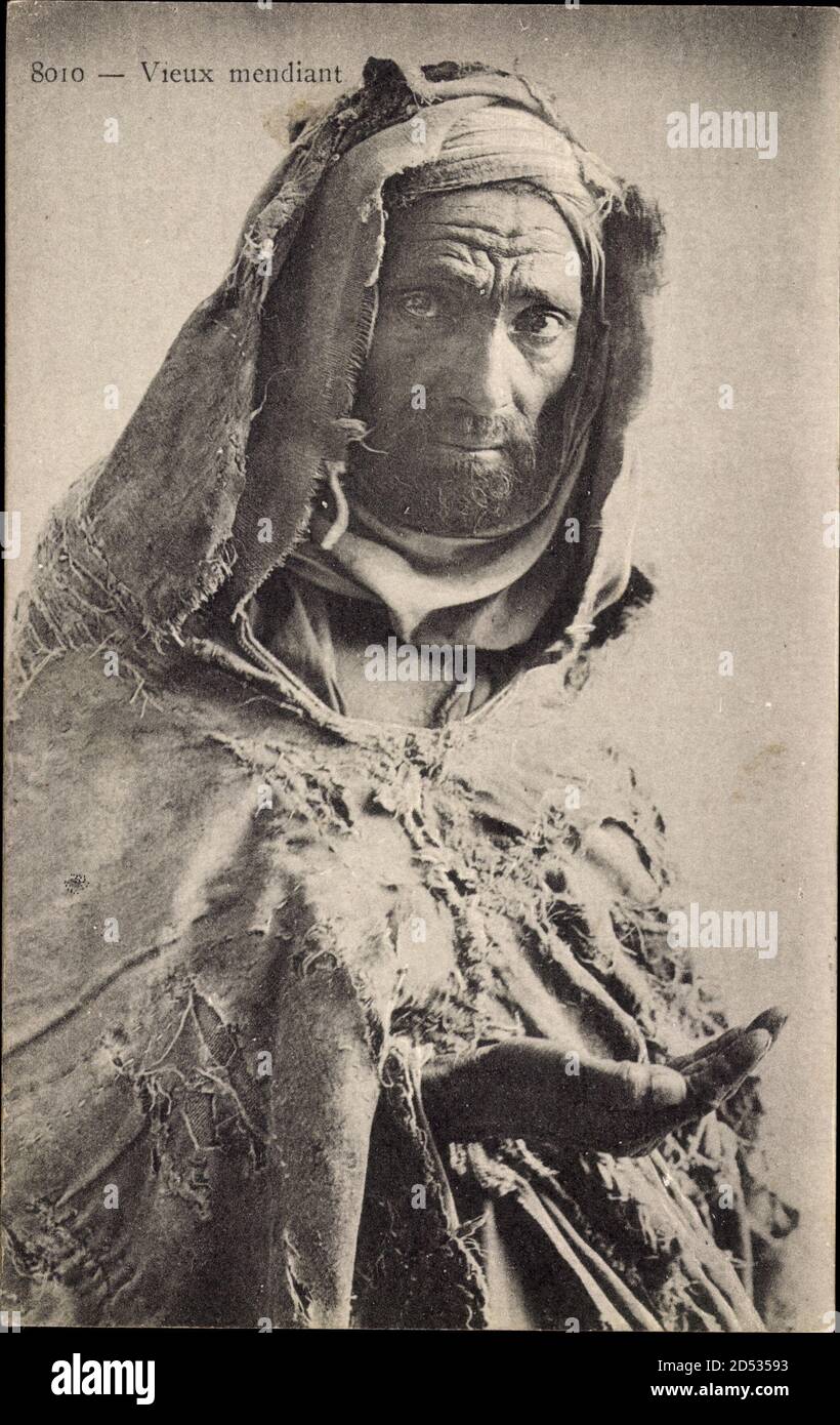 Vieux mendiant, Portrait von einem Bettler, Maghreb, Lumen - weltweit im Einsatz Stockfoto