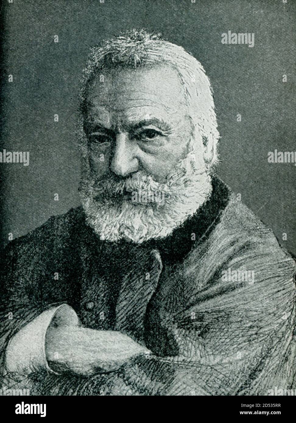 Victor Hugo (1802-1885) ist ein berühmter französischer Romantiker, der vor allem für seine Gedichte und Romane bekannt ist, darunter "der Glöckner von Notre Dame" und "Les Misérables". Stockfoto