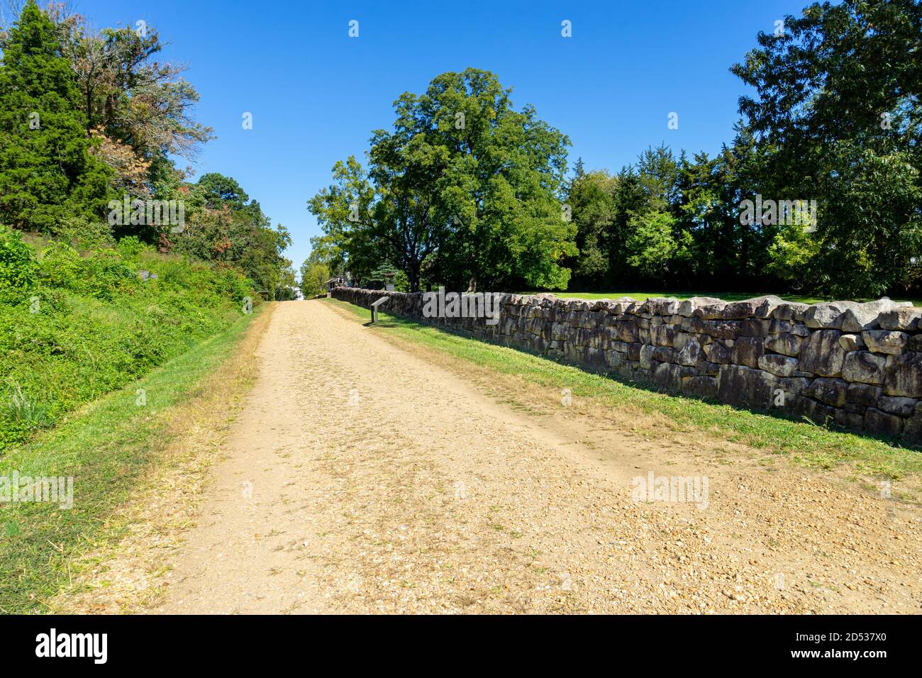 Die Sunken Road auf dem Schlachtfeld von Fredericksburg in Virginia. Stockfoto