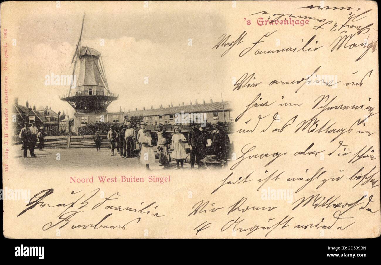 S Gravenhage Den Haag Südholland, Noord West Buiten Singel, Windmühle weltweit im Einsatz Stockfoto