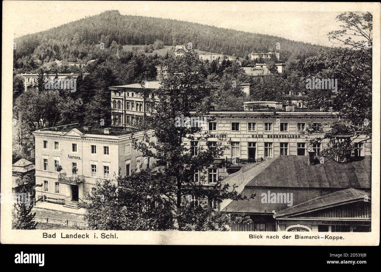 L?dek Zdrój Bad Landeck Schlesien, Bismarck Koppe, Haus Hohenzollern Stockfoto