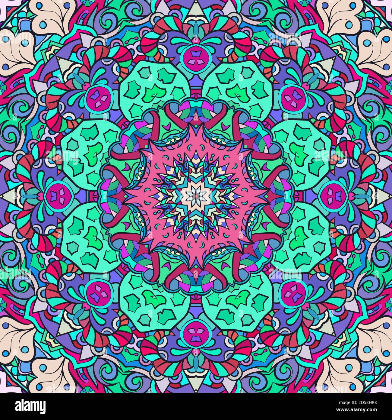 Nahtloses tracery Fliese Mehndi Design Stock Vektor