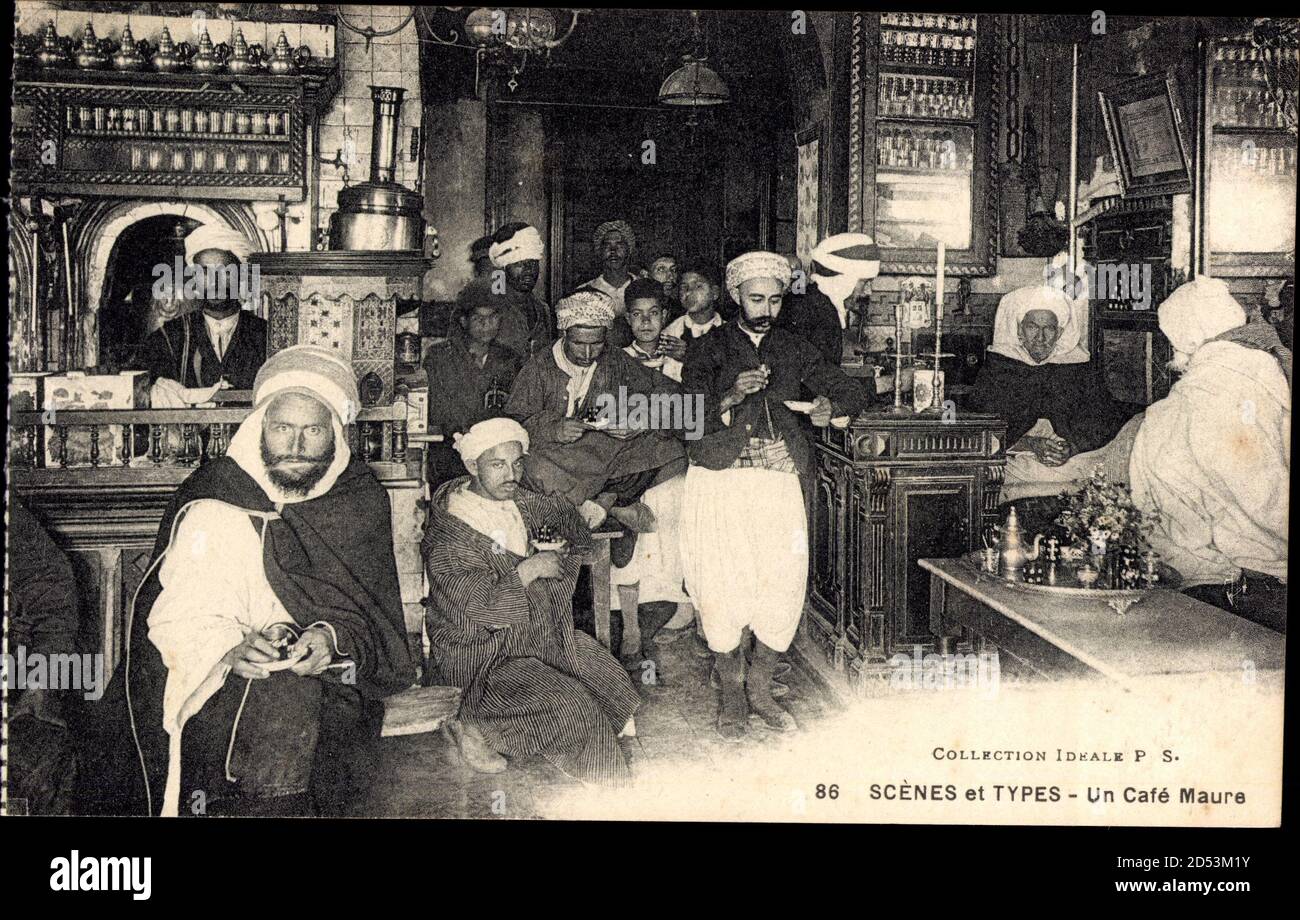 Maghreb, Scènes et types, UN Café Maure, Collection Idéale P.S. 86 - weltweite Nutzung Stockfoto