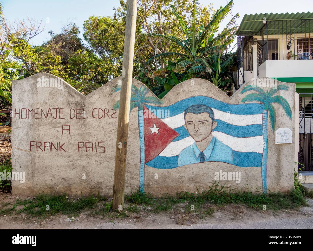 Wandmalerei mit Frank Pais in Jaimanitas Nachbarschaft, Playa District, Havanna, La Habana Provinz, Kuba Stockfoto