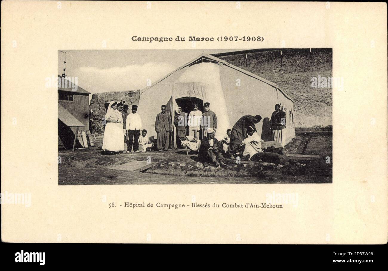 Campagne du Maroc 1907 1908, Hopital de Campagne, Blesses du Combat – weltweite Nutzung Stockfoto