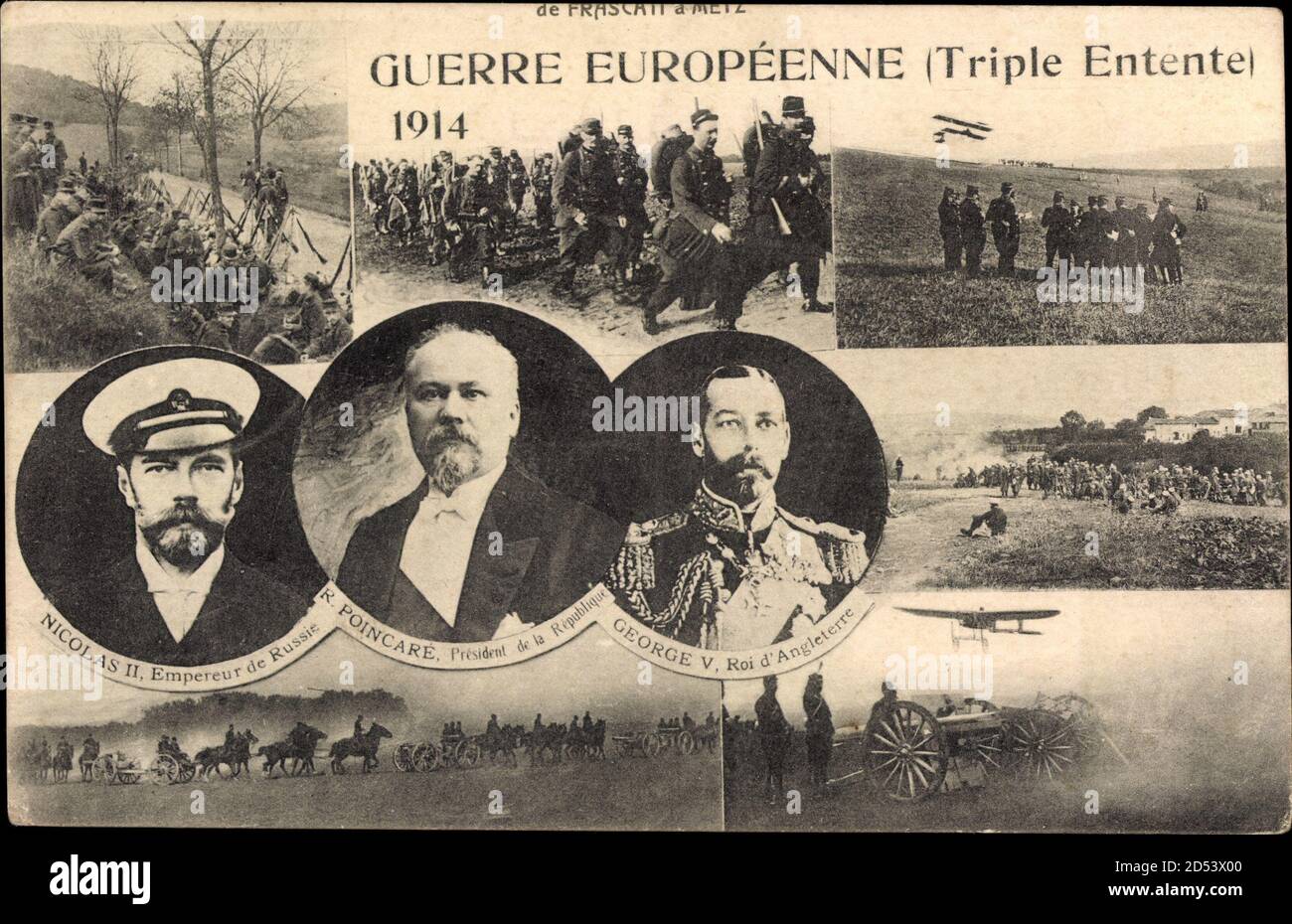 Poincaré, Nikolaus II., Georg V., Guerre Européenne, Triple Entente 1914 Stockfoto
