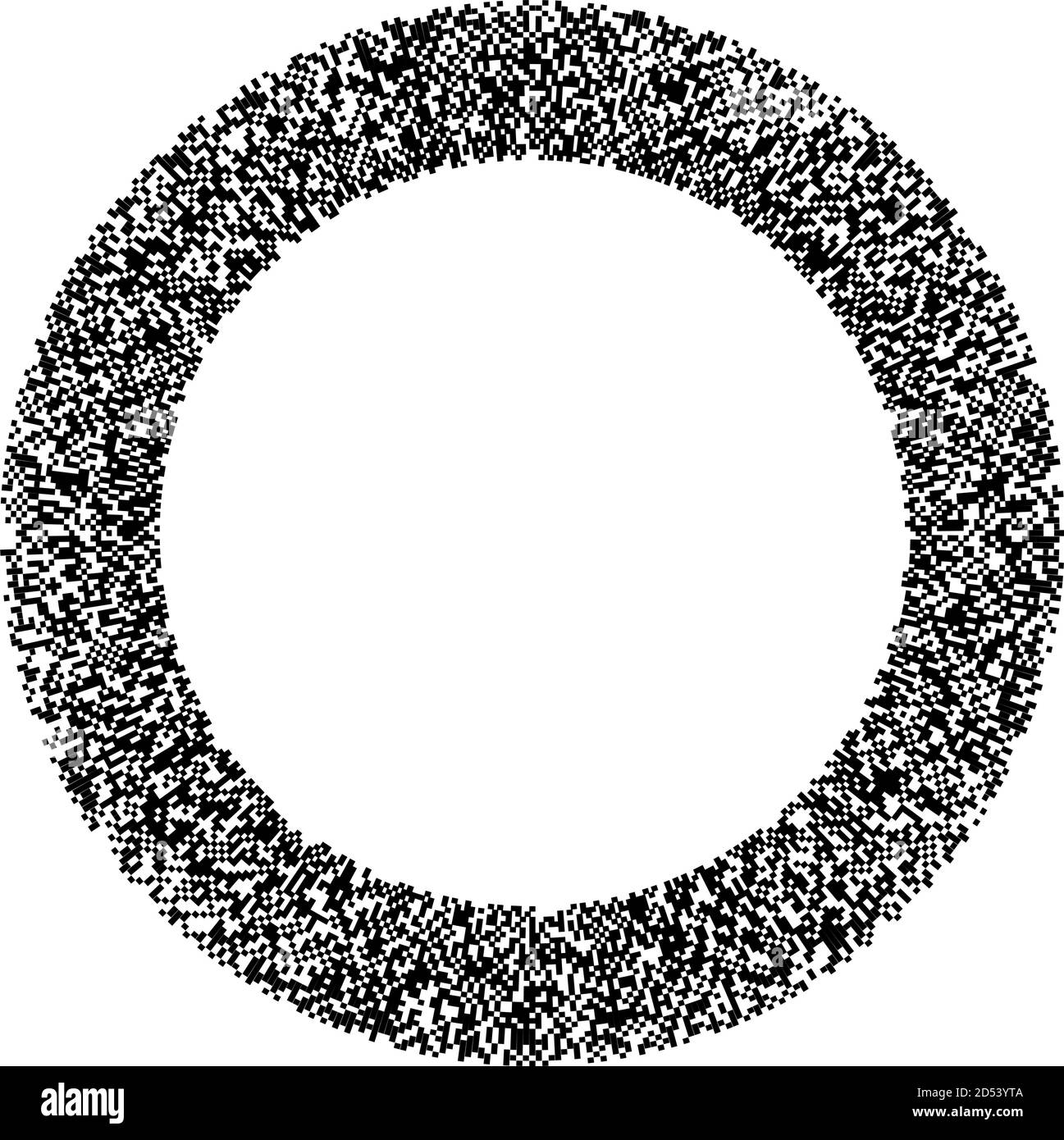 Zufällige Quadrate in Kreisbildung abstraktes Schwarz-Weiß, monochromes, graues geometrisches Element. Kreis, kreisförmiges Mosaik Stock Vektor