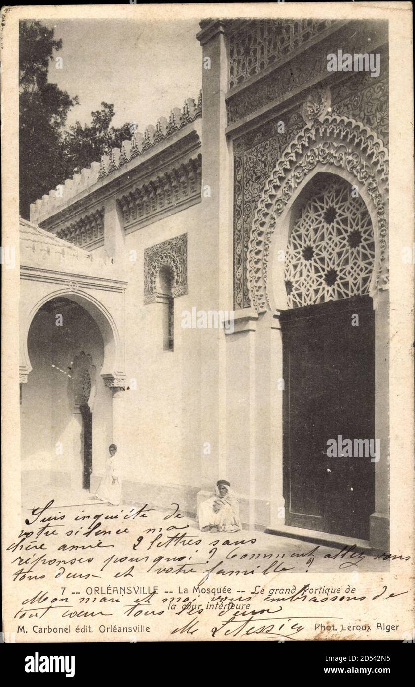 Orleansville Algerien, La Mosquee, le Grand Portique de la cour interieure – weltweite Nutzung Stockfoto