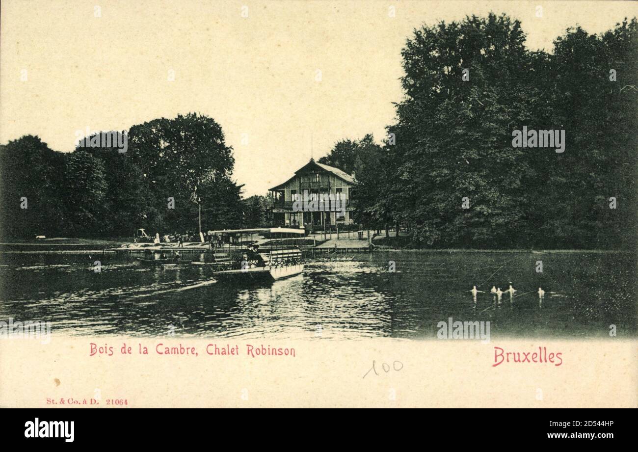 Bruxelles, le Bois de la Cambre et le Chalet Robinson, bateau - weltweite Nutzung Stockfoto