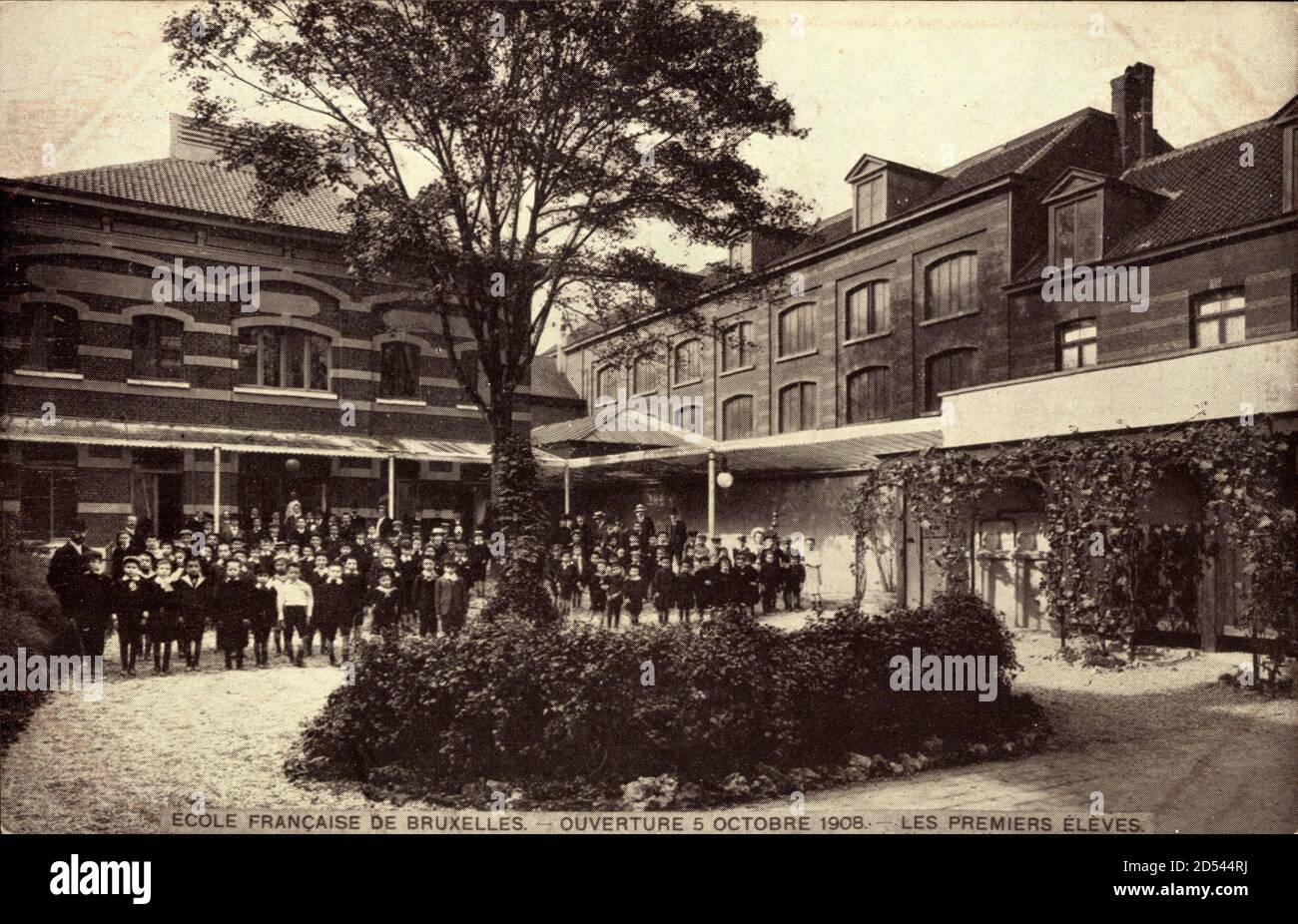 Brüssel, Ecole Francaise, ouverture 5 Octobre 1908, les Premiers élèves weltweit Stockfoto