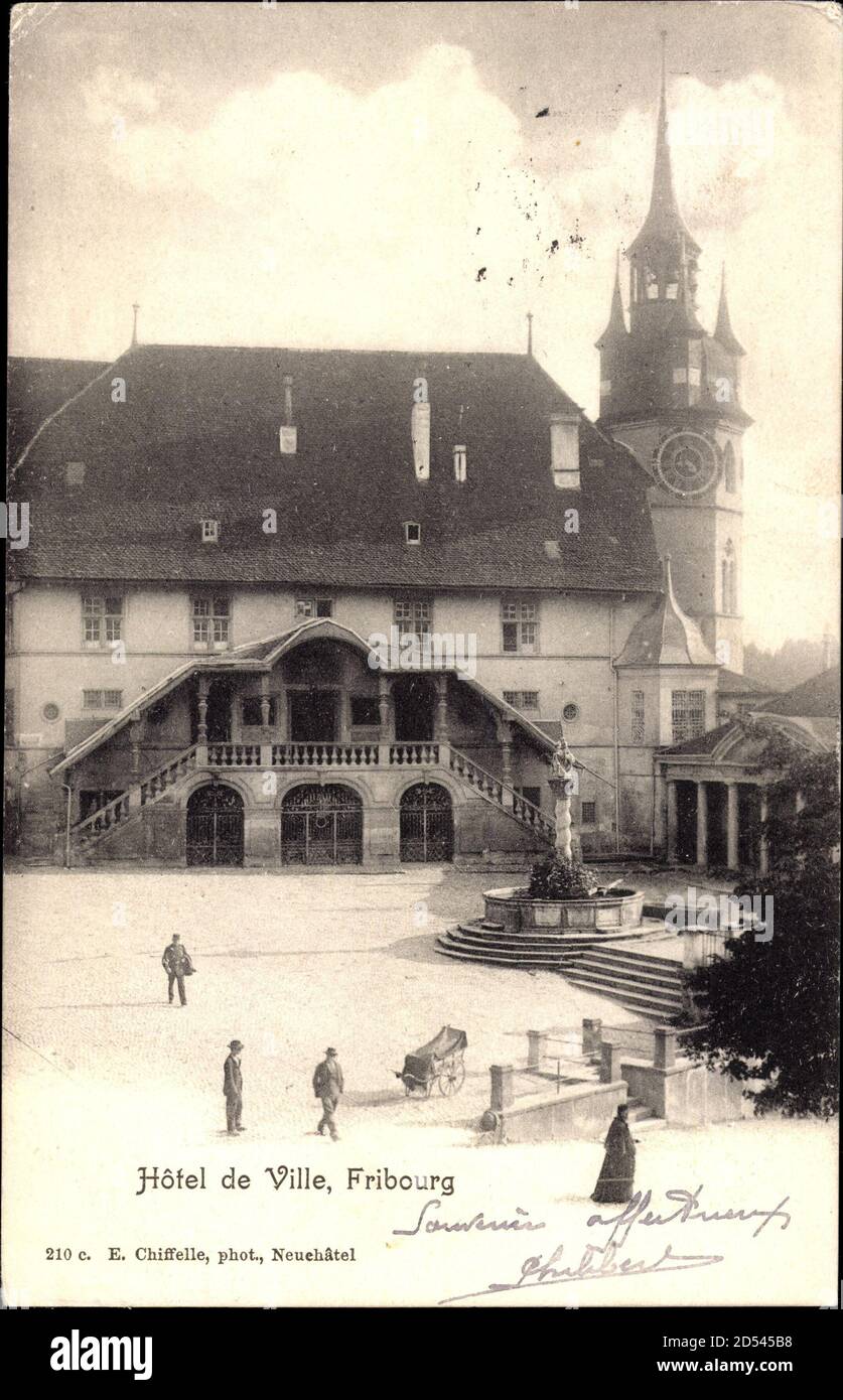 Freiburg Freiburg Stadt Schweiz, Hotel de Ville, Blick auf das Rathaus Stockfoto