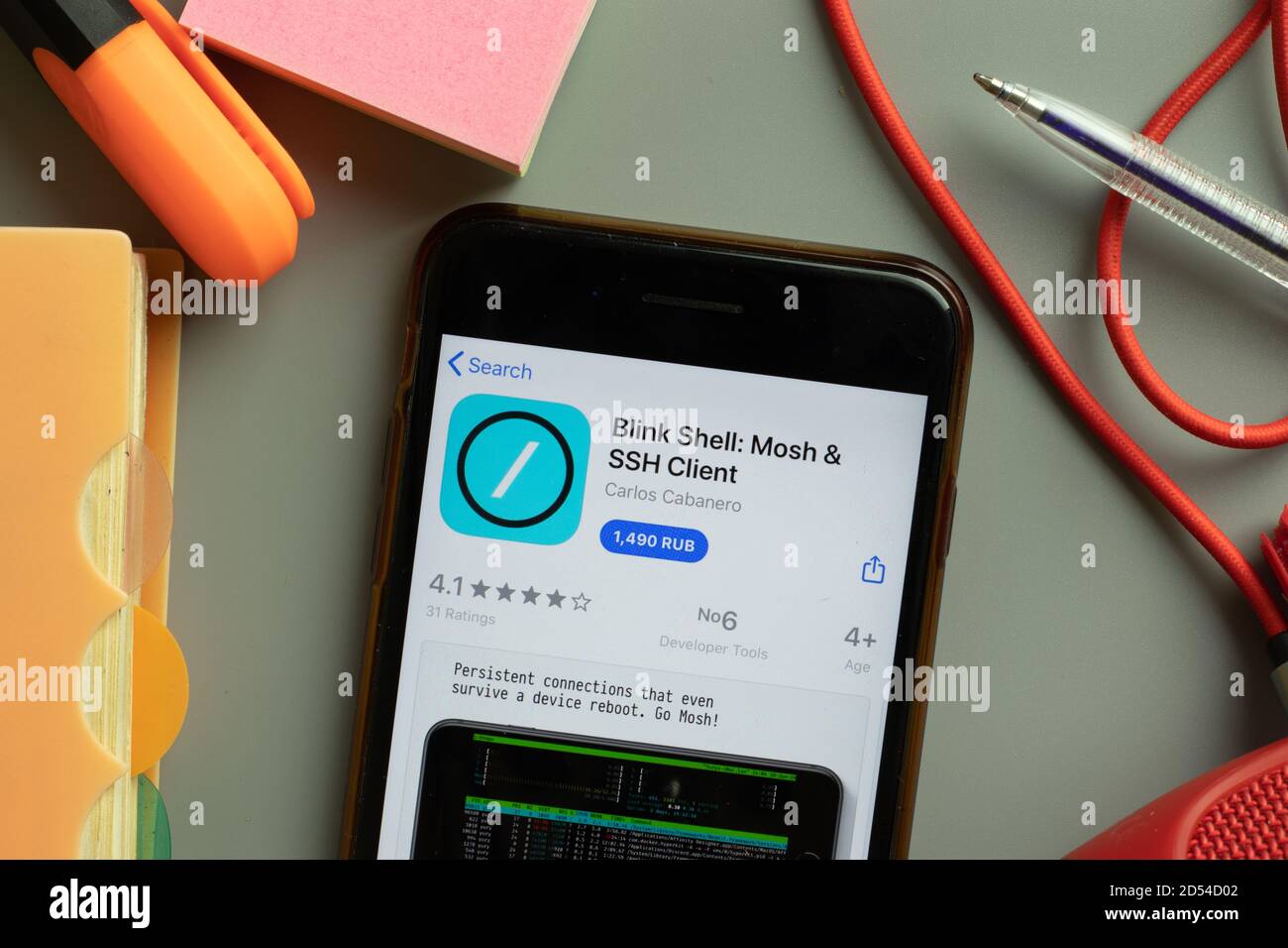 New York, USA - 28. September 2020: Blink Shell mosh und SSH Client Mobile App Logo auf Handy-Bildschirm Nahaufnahme, illustrative Editorial Stockfoto