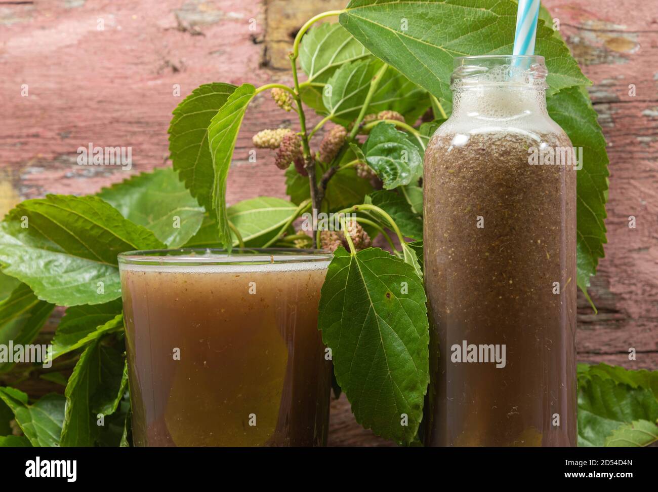 Obst und Brombeersaft. Cranberry-Saft ist sehr nahrhaft, enthält mehrere Vitamine, einschließlich der Vitamine C, Thiamin (B1), (B2), (B3), B6, B12 Stockfoto